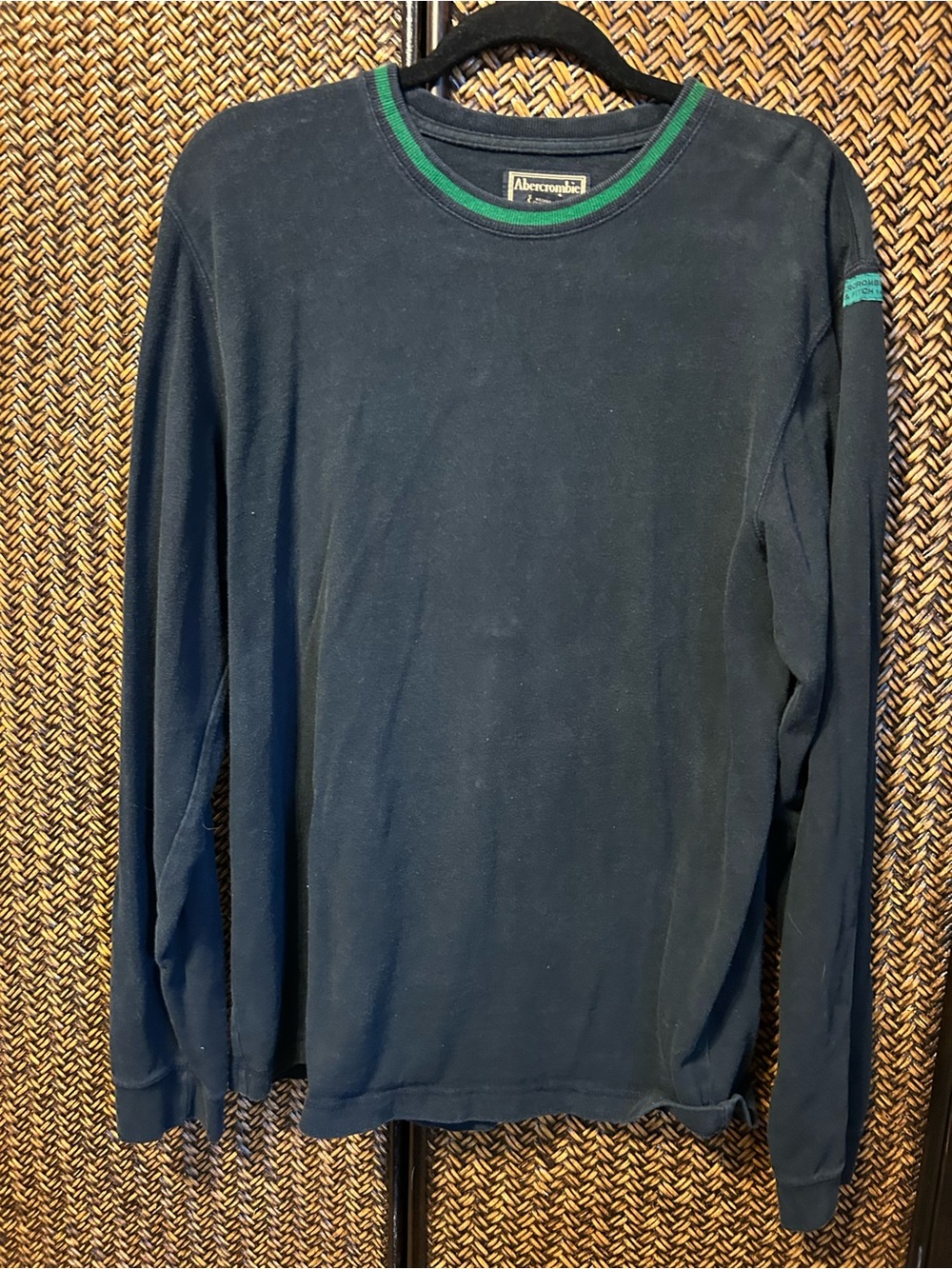 Abercrombie & Fitch Navy Long Sleeve Shirt with Green Trim